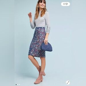 Maeve Anthropologie Floral Knit Pencil Skirt Medium Boho Cottage Feminine NWOT